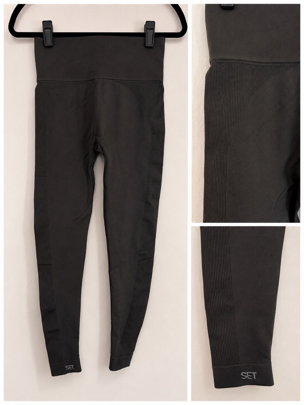 SET Active Black Seamless Leggings with Ankle Logo